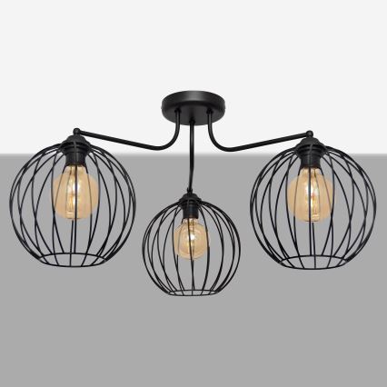 Surface-mounted chandelier MERCURE 3xE27/15W/230V black