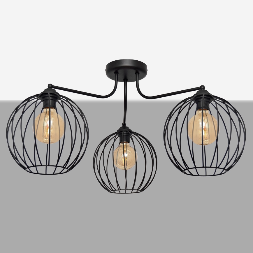 Surface-mounted chandelier MERCURE 3xE27/15W/230V black