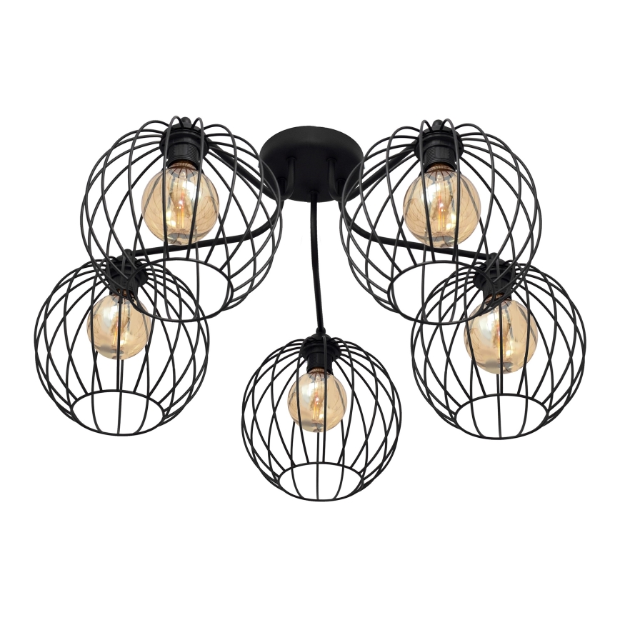 Surface-mounted chandelier MERCURE 5xE27/15W/230V black
