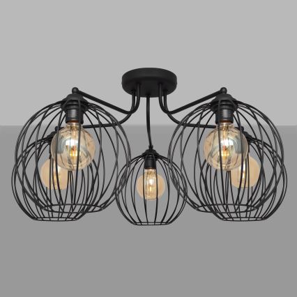 Surface-mounted chandelier MERCURE 5xE27/15W/230V black