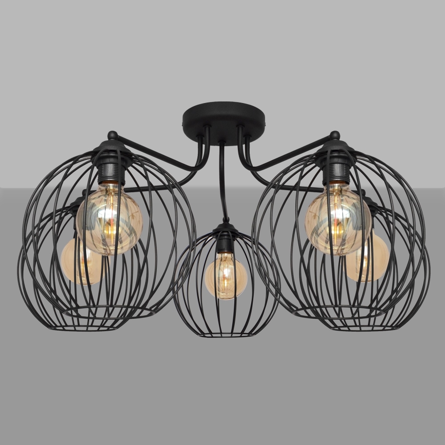 Surface-mounted chandelier MERCURE 5xE27/15W/230V black