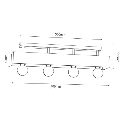Surface-mounted chandelier MILUZA 4xE27/15W/230V