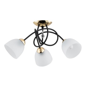 Surface-mounted chandelier MODENA 3xE27/60W/230V black/gold/white