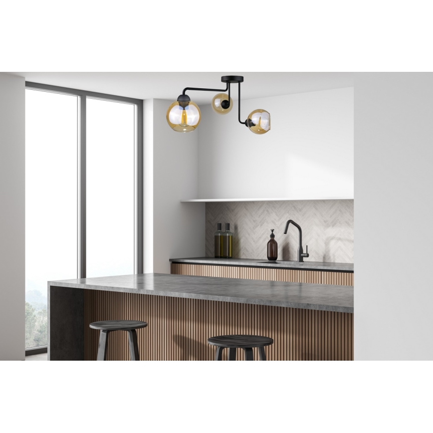 Surface-mounted chandelier MONDE BLACK 3xE27/60W/230V
