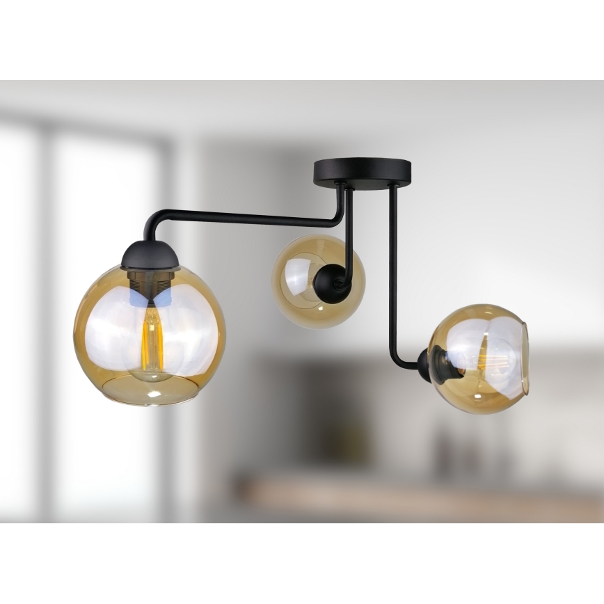 Surface-mounted chandelier MONDE BLACK 3xE27/60W/230V