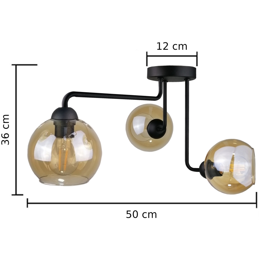 Surface-mounted chandelier MONDE BLACK 3xE27/60W/230V