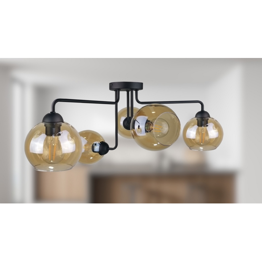 Surface-mounted chandelier MONDE BLACK 5xE27/60W/230V