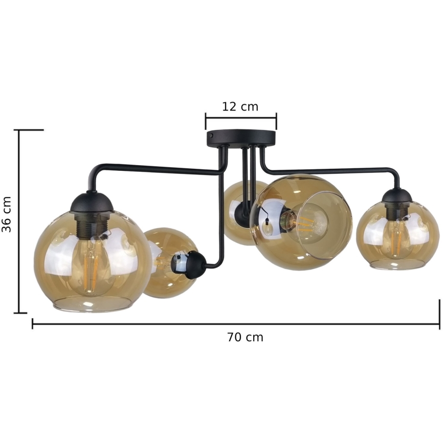 Surface-mounted chandelier MONDE BLACK 5xE27/60W/230V