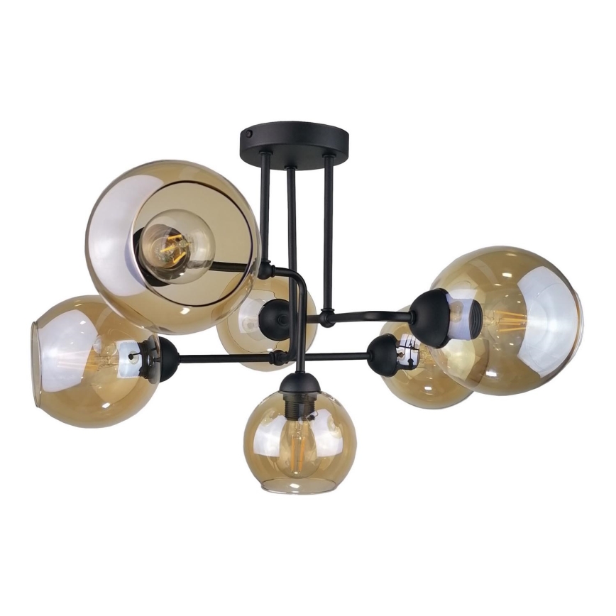 Surface-mounted chandelier MONDE BLACK 6xE27/60W/230V