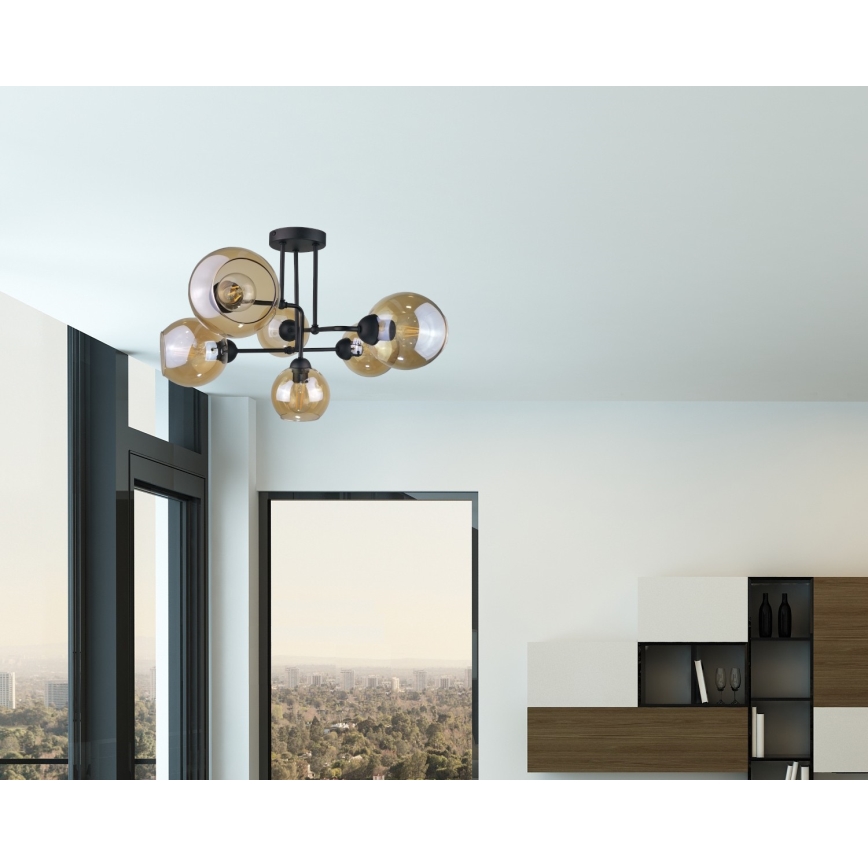 Surface-mounted chandelier MONDE BLACK 6xE27/60W/230V