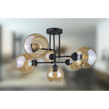 Surface-mounted chandelier MONDE BLACK 6xE27/60W/230V