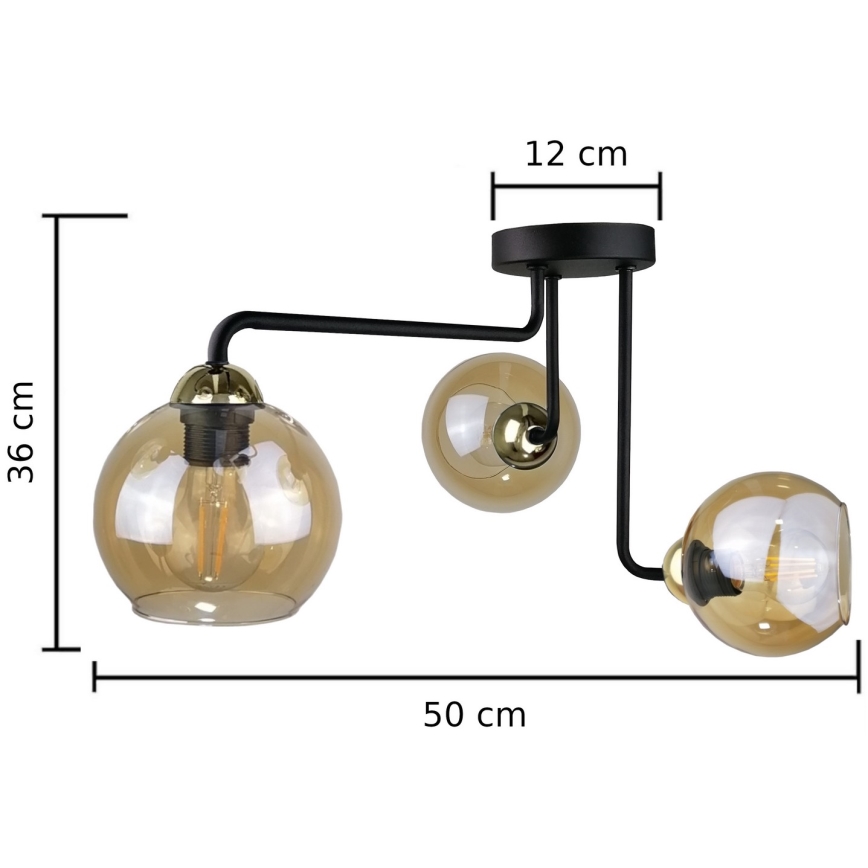 Surface-mounted chandelier MONDE GOLD 3xE27/60W/230V