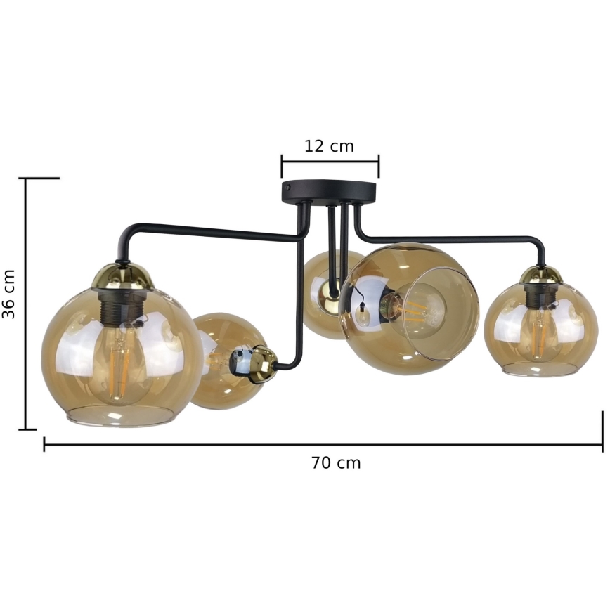 Surface-mounted chandelier MONDE GOLD 5xE27/60W/230V