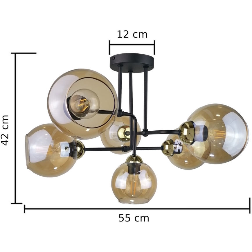 Surface-mounted chandelier MONDE GOLD 6xE27/60W/230V