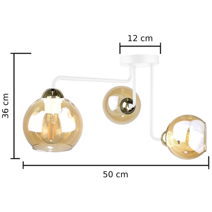 Surface-mounted chandelier MONDE WHITE 3xE27/60W/230V