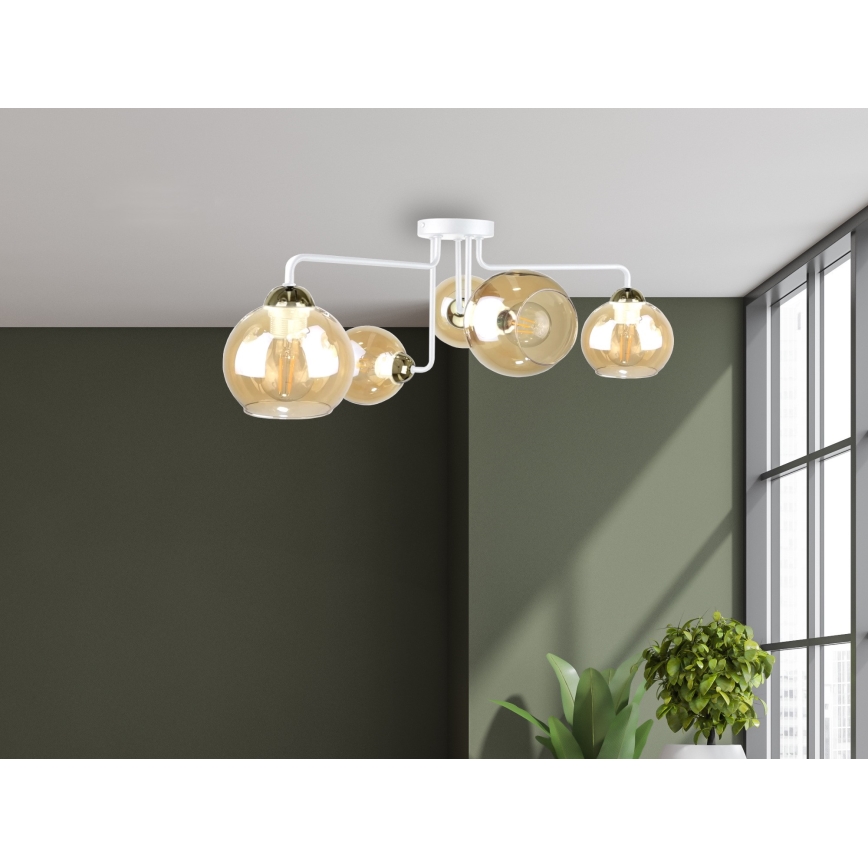 Surface-mounted chandelier MONDE WHITE 5xE27/60W/230V