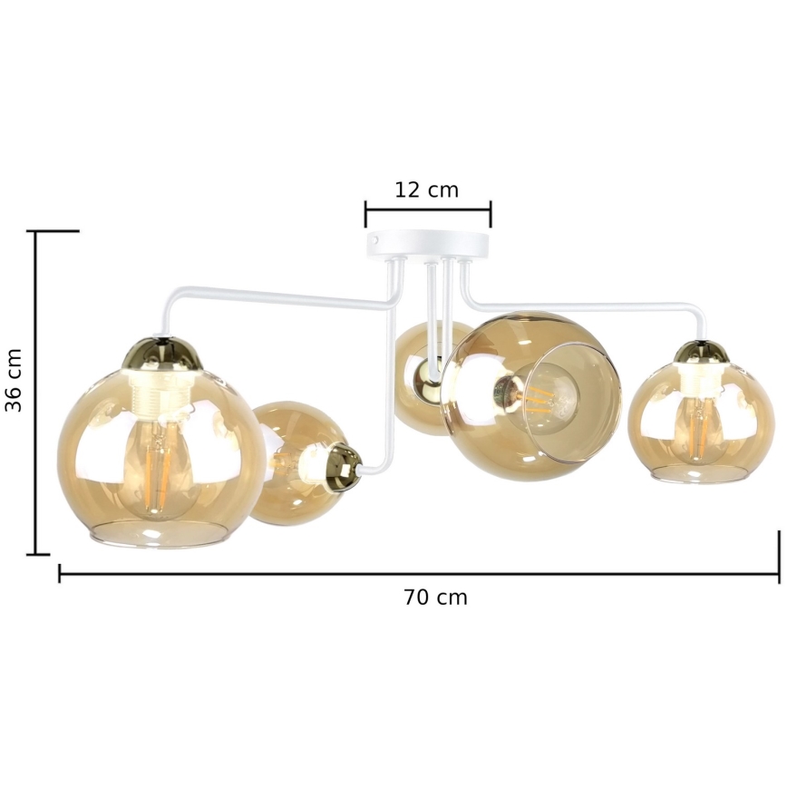 Surface-mounted chandelier MONDE WHITE 5xE27/60W/230V