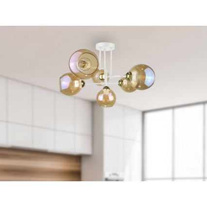 Surface-mounted chandelier MONDE WHITE 6xE27/60W/230V