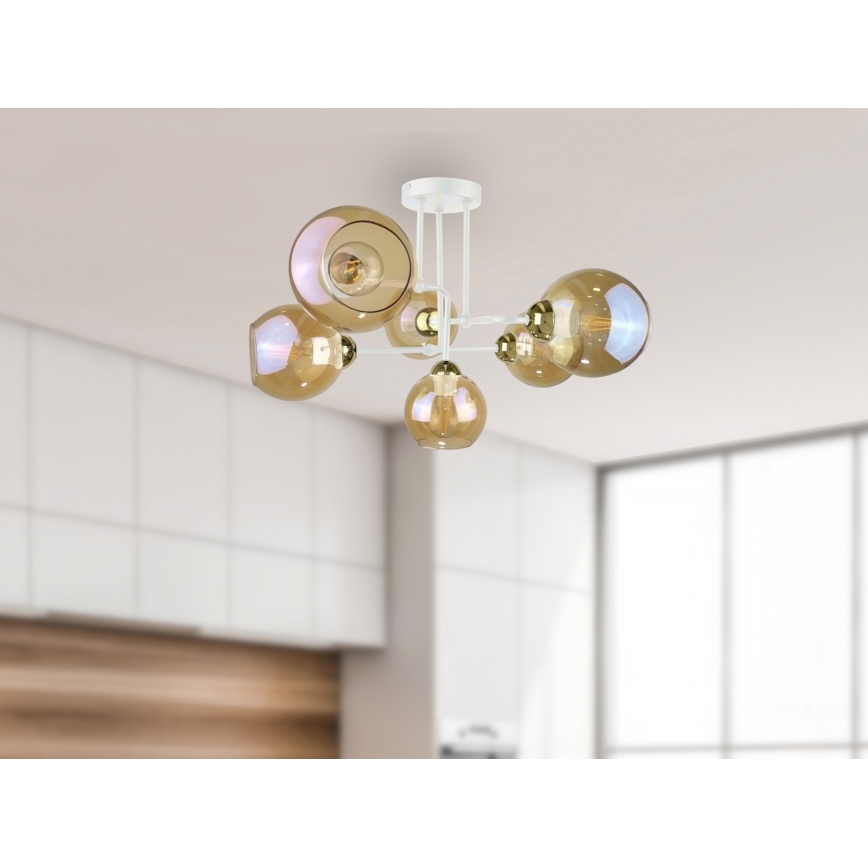 Surface-mounted chandelier MONDE WHITE 6xE27/60W/230V