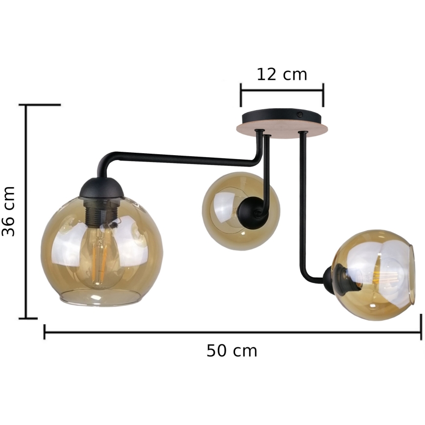 Surface-mounted chandelier MONDE WOOD 3xE27/60W/230V