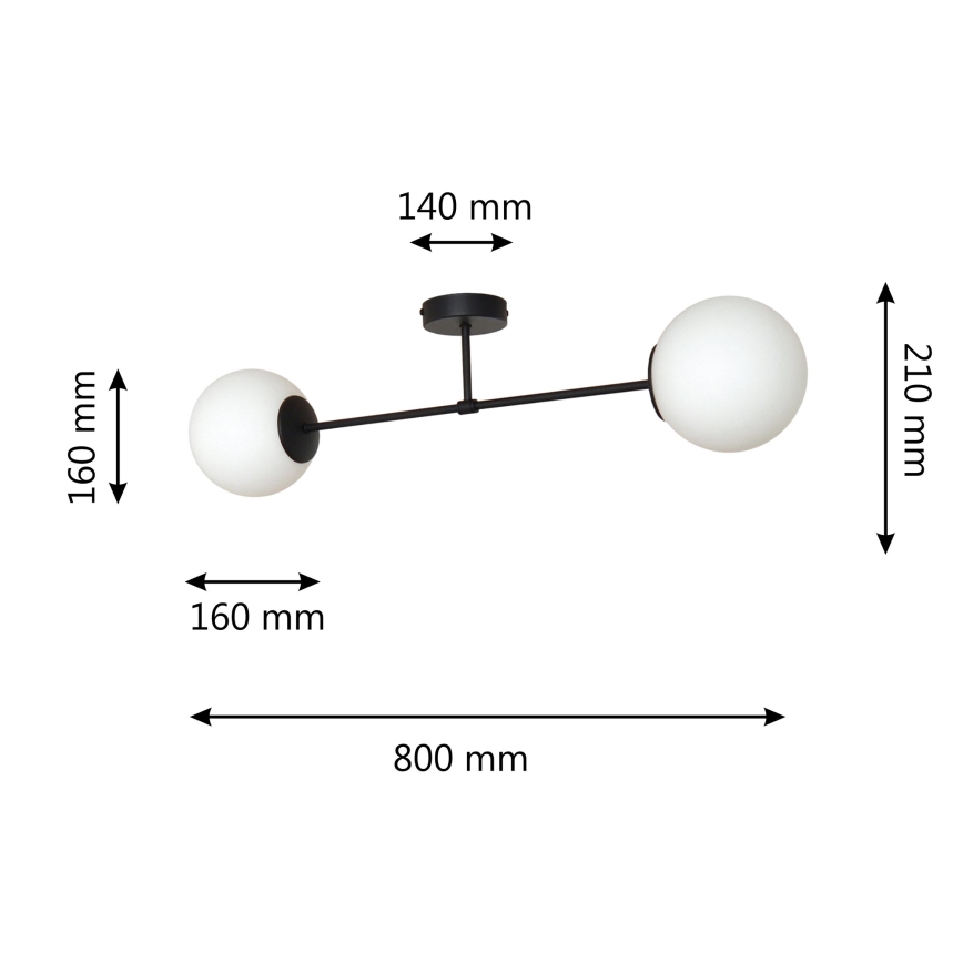 Surface-mounted chandelier MOON 2xE27/15W/230V black