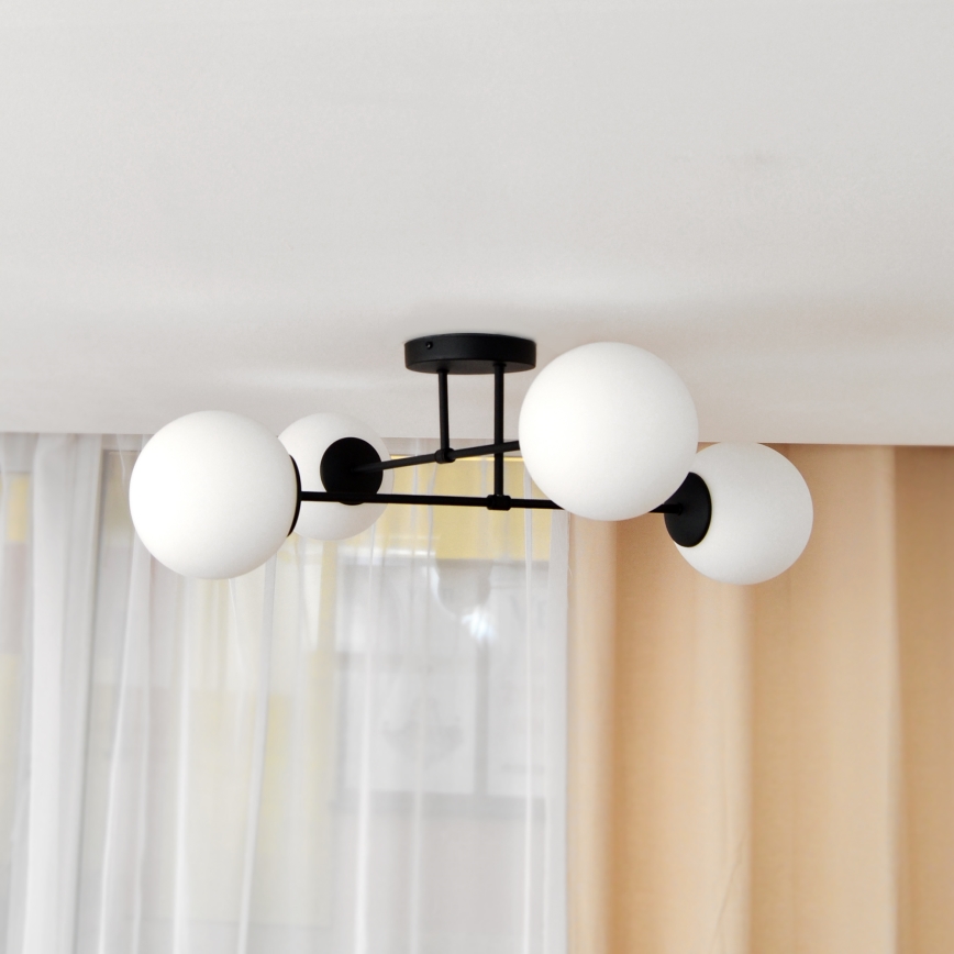 Surface-mounted chandelier MOON 4xE27/15W/230V black