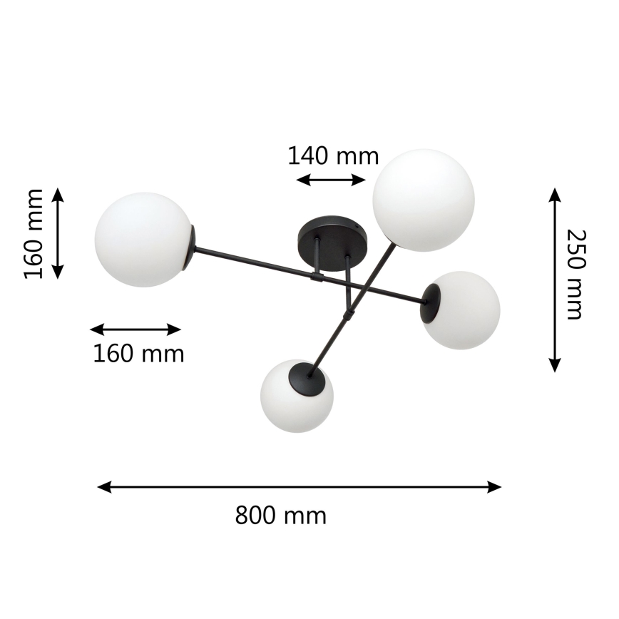 Surface-mounted chandelier MOON 4xE27/15W/230V black