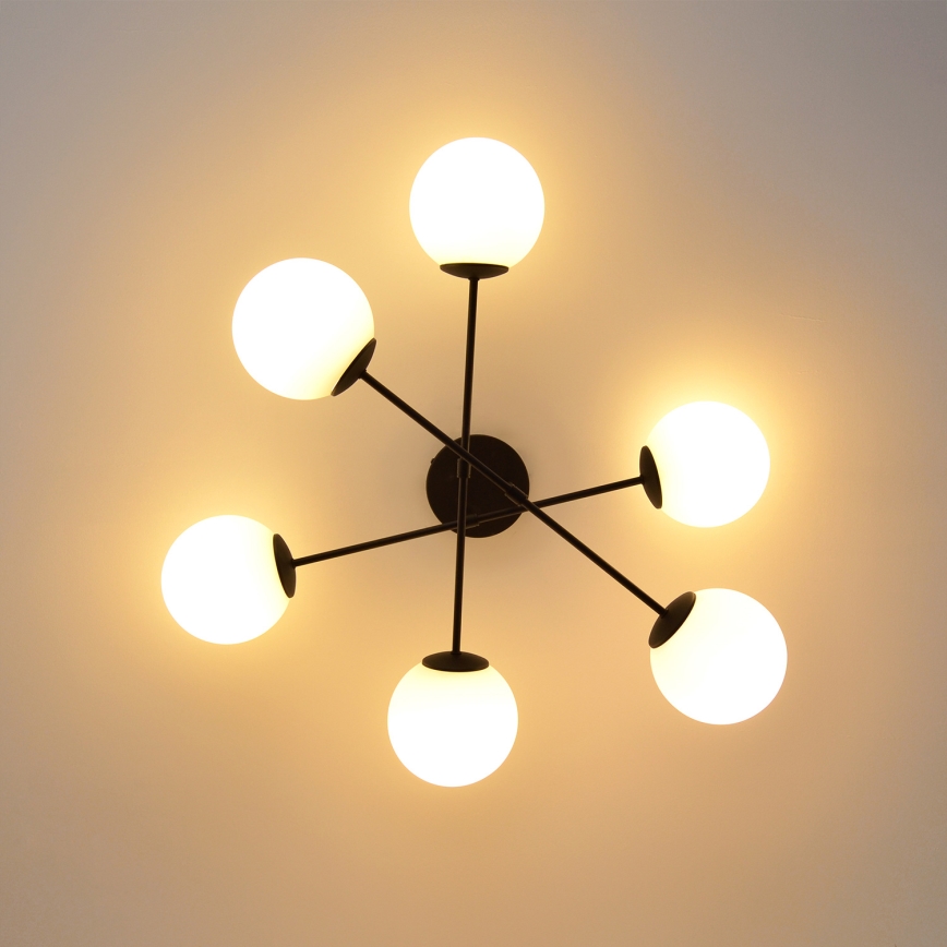 Surface-mounted chandelier MOON 6xE27/15W/230V black