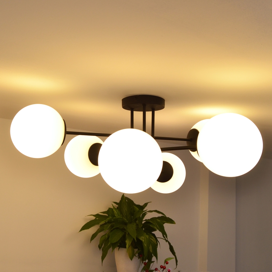Surface-mounted chandelier MOON 6xE27/15W/230V black