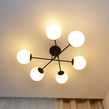 Surface-mounted chandelier MOON 6xE27/15W/230V black
