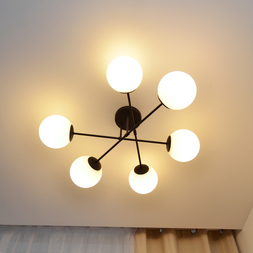 Surface-mounted chandelier MOON 6xE27/15W/230V black