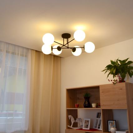 Surface-mounted chandelier MOON 6xE27/15W/230V black