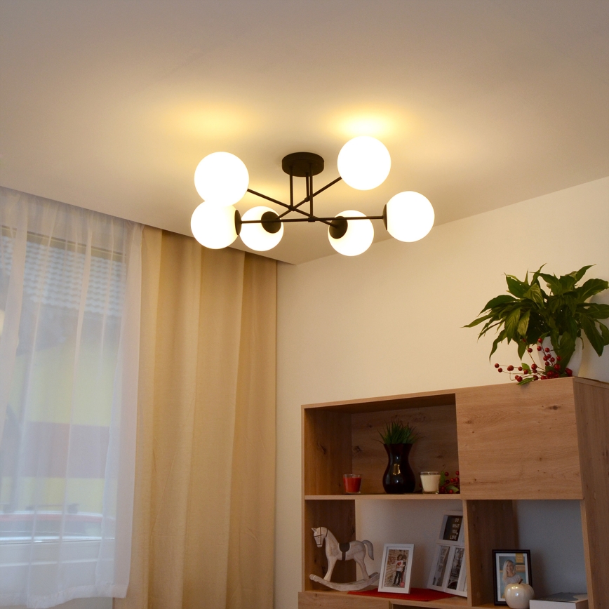 Surface-mounted chandelier MOON 6xE27/15W/230V black