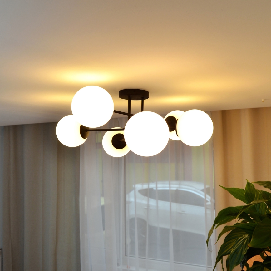 Surface-mounted chandelier MOON 6xE27/15W/230V black