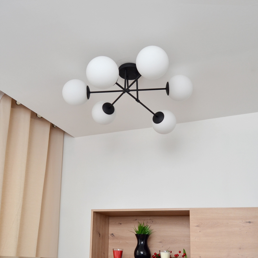 Surface-mounted chandelier MOON 6xE27/15W/230V black