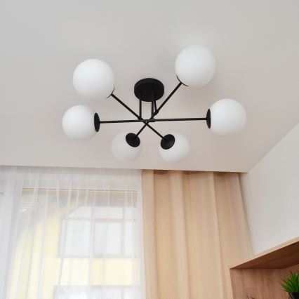 Surface-mounted chandelier MOON 6xE27/15W/230V black