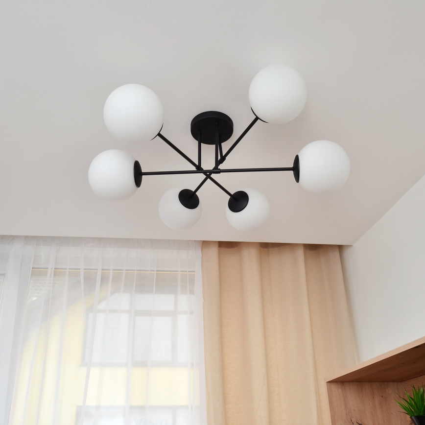 Surface-mounted chandelier MOON 6xE27/15W/230V black