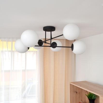 Surface-mounted chandelier MOON 6xE27/15W/230V black