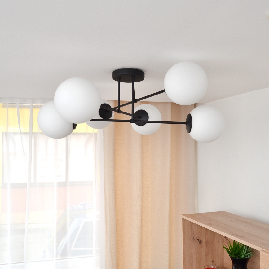 Surface-mounted chandelier MOON 6xE27/15W/230V black