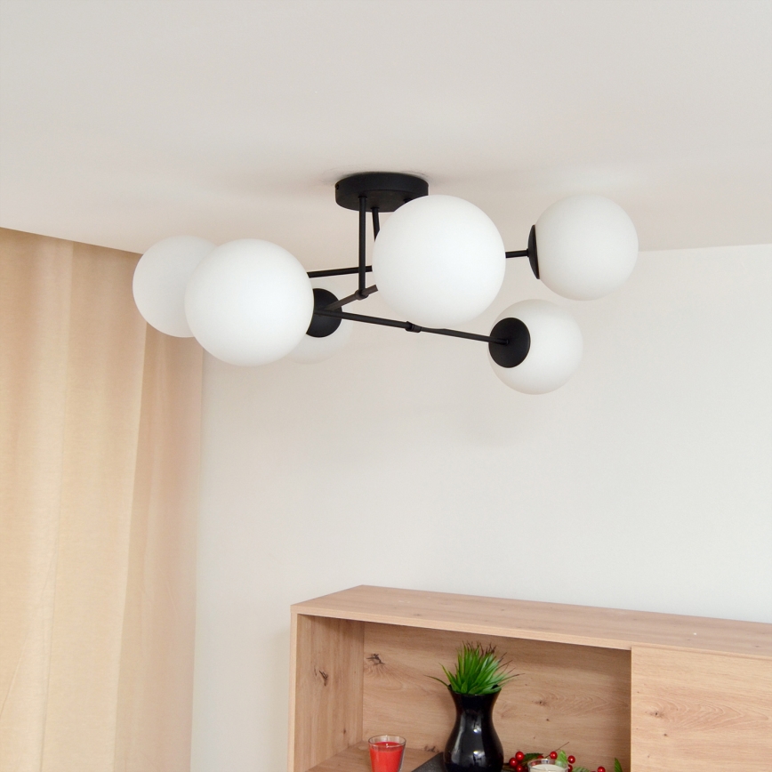 Surface-mounted chandelier MOON 6xE27/15W/230V black