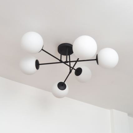 Surface-mounted chandelier MOON 6xE27/15W/230V black