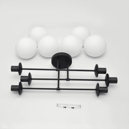 Surface-mounted chandelier MOON 6xE27/15W/230V black