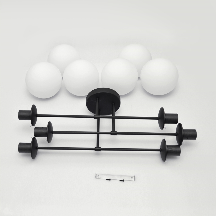 Surface-mounted chandelier MOON 6xE27/15W/230V black