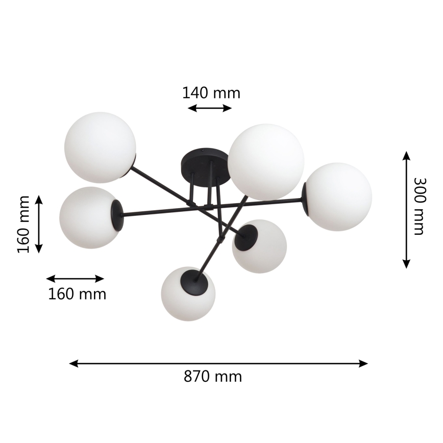Surface-mounted chandelier MOON 6xE27/15W/230V black