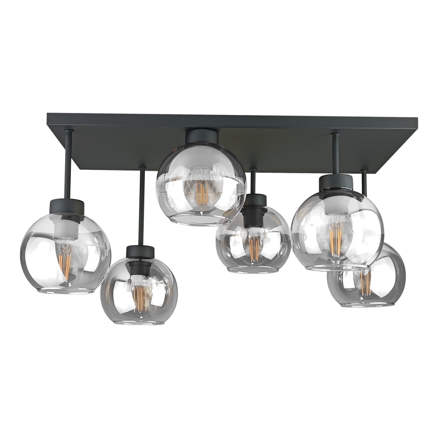 Surface-mounted chandelier NESSA 6xE27/60W/230V black/clear