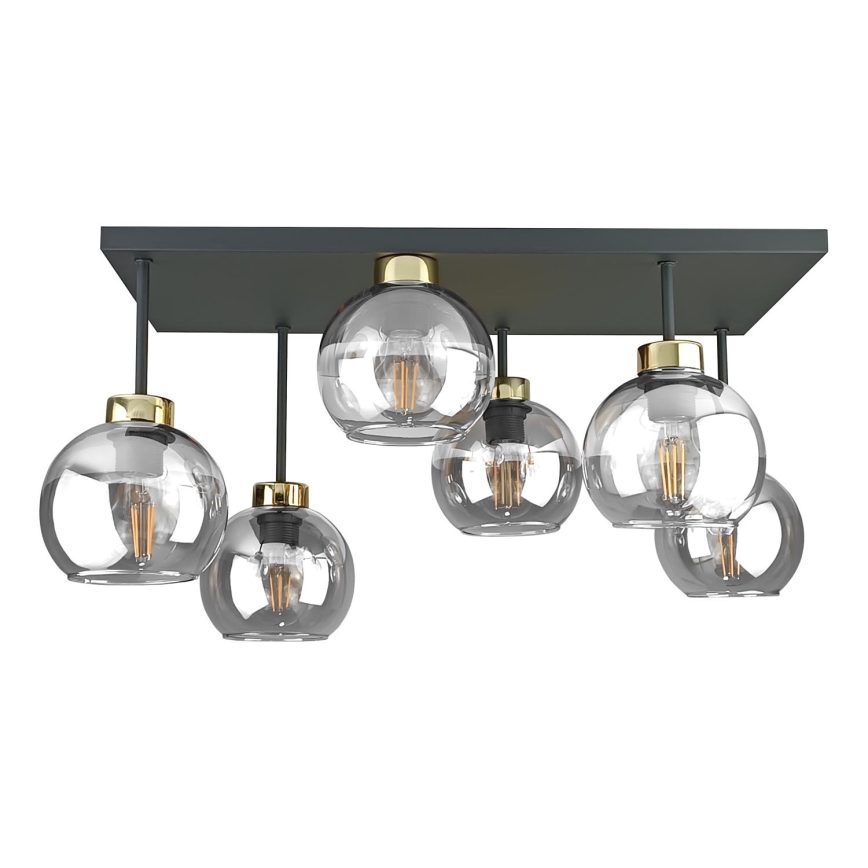 Surface-mounted chandelier NESSA 6xE27/60W/230V black/gold/clear