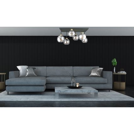 Surface-mounted chandelier NESSA 6xE27/60W/230V black/gold/clear