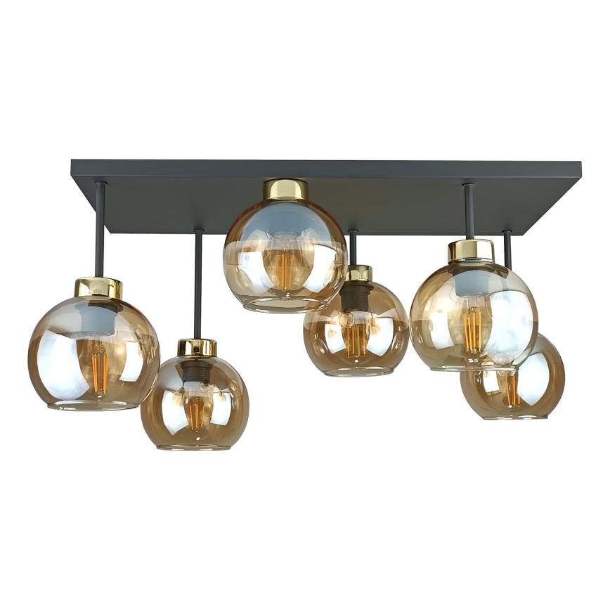 Surface-mounted chandelier NESSA 6xE27/60W/230V black/gold/smoky beige