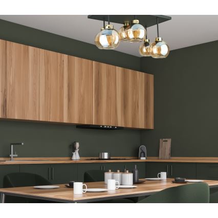 Surface-mounted chandelier NESSA 6xE27/60W/230V black/gold/smoky beige