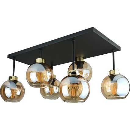 Surface-mounted chandelier NESSA 6xE27/60W/230V black/gold/smoky beige